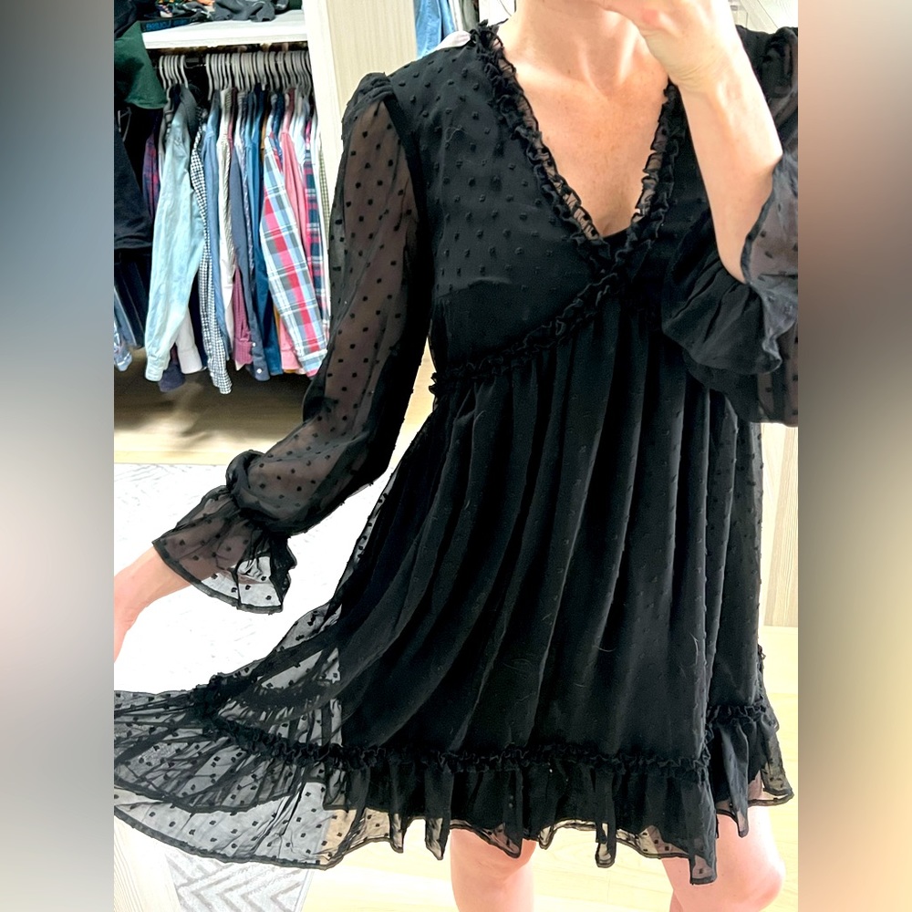 Short black polka dot dress - can be maternity or not :)